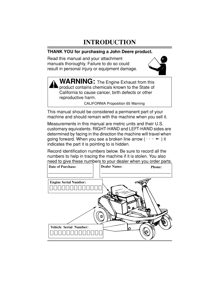 OMM121742 John Deere GX75 GX95 Riding Mower Operation & Maintenance Guide