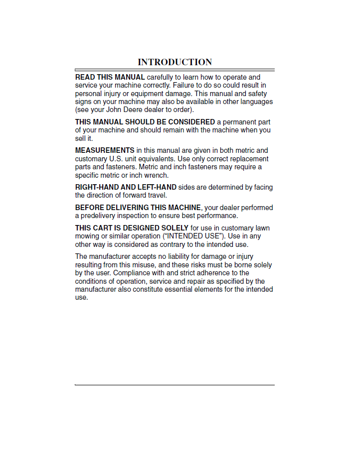 OMM122166 John Deere MC519 Utility Cart Owner’s & Operation Manual