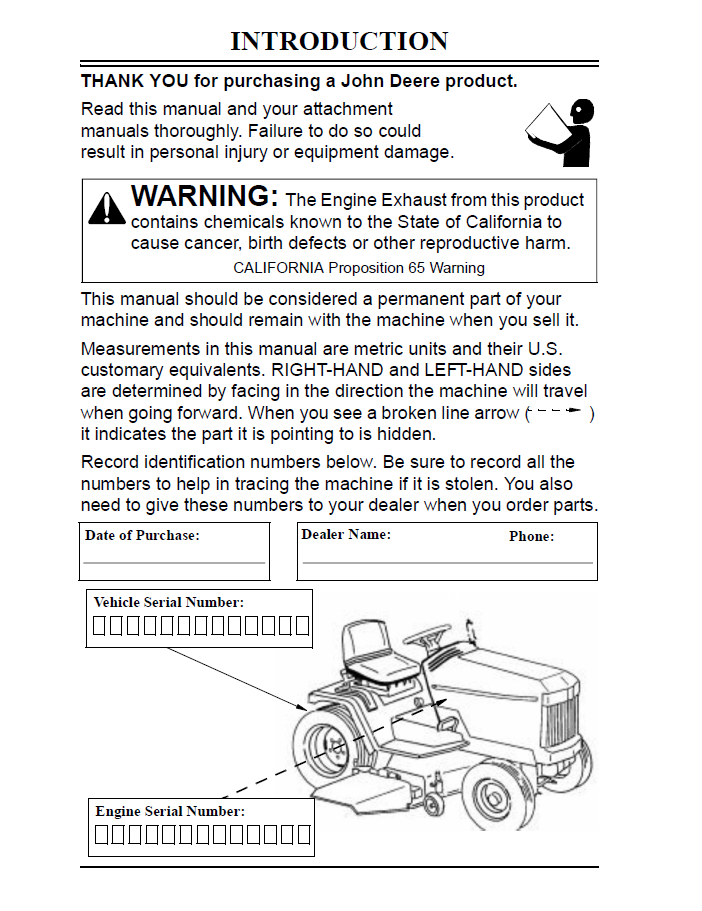 OMM123238 John Deere GT Series GT242 GT262 GT275 Tractor Manual Guide