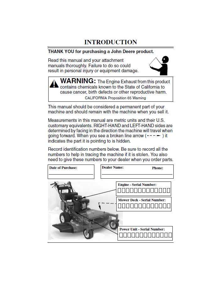 OMM124655 John Deere Commercial Walk Behind Mower Operator Manual