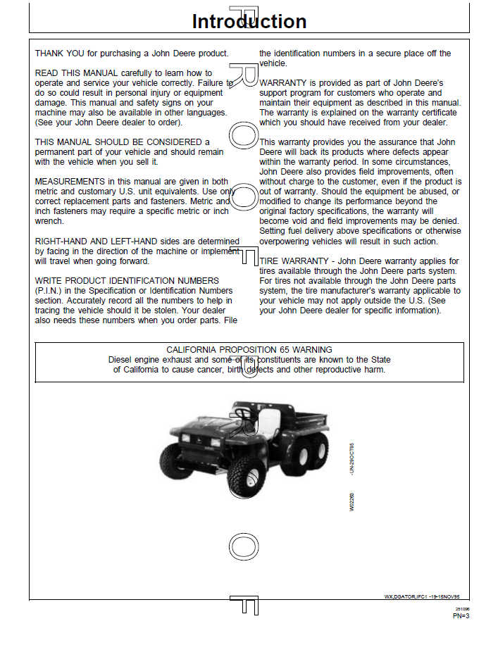 OMM128787 John Deere Gator 6x4 Diesel Operation & Maintenance Guide