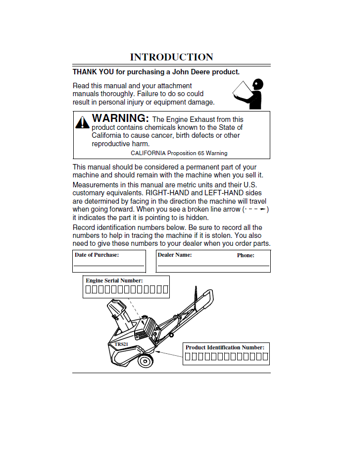 OMM133615 John Deere TRS 21 Snowthrower Operation & Maintenance Guide