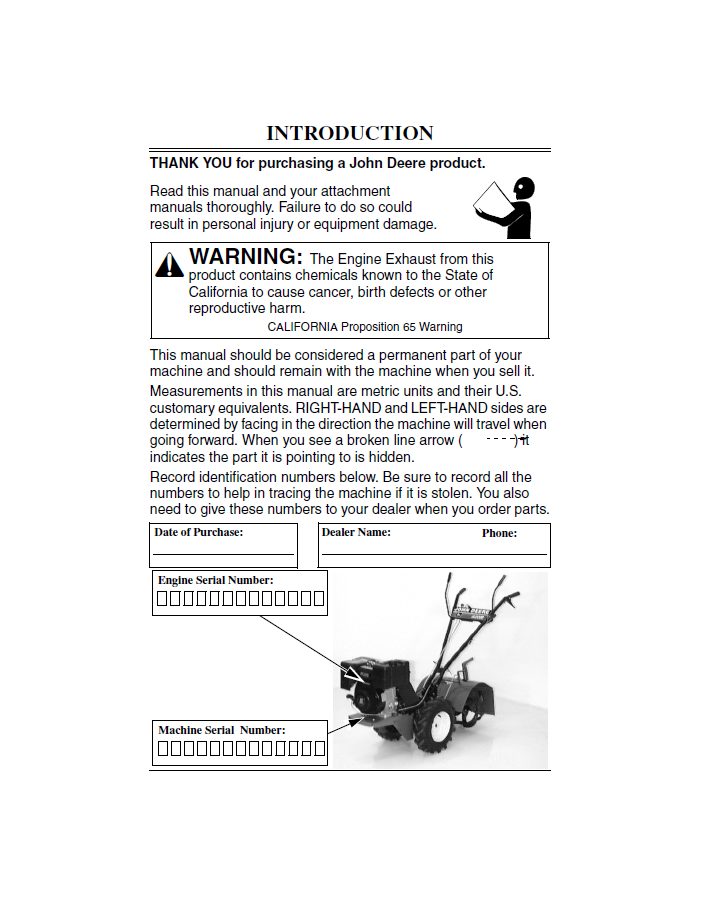 OMM134173 John Deere 820R Tiller Operation & Maintenance Guide