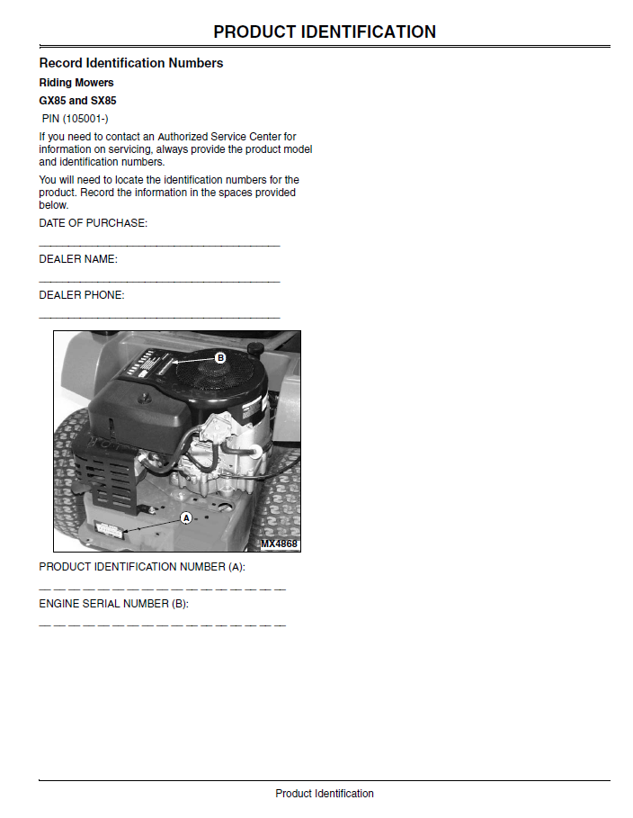 OMM143122 Operator Guide for John Deere GX85 and SX85 Mowers