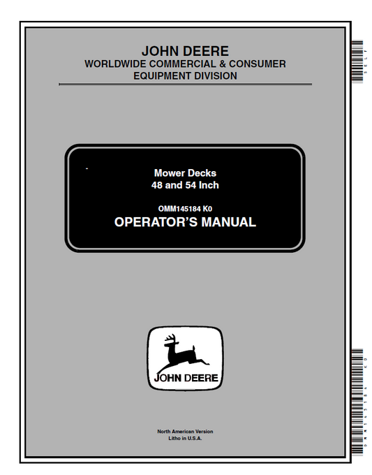 OMM145184 John Deere 48 & 54 Inch Mower Deck Operator Manual PDF