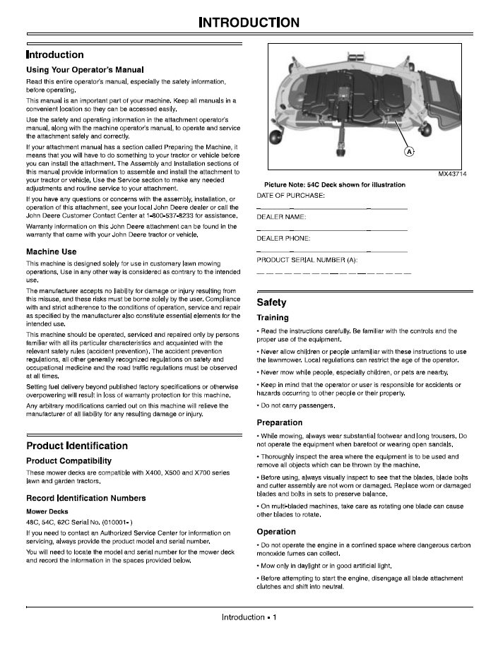 OMM161831 John Deere Mower Deck Installation & Operation Manual