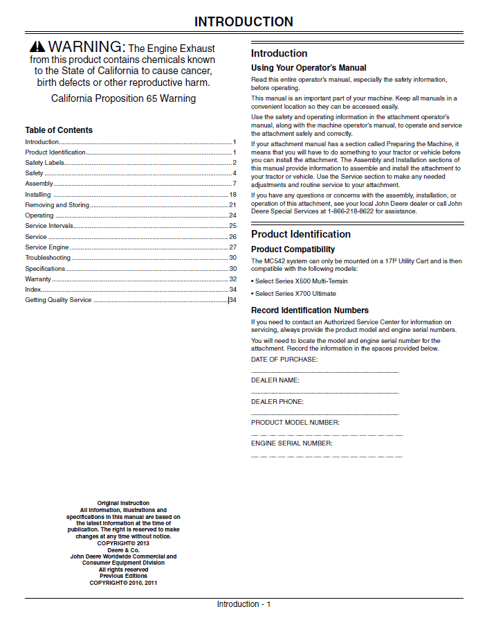 OMM163154 John Deere MC542 MCS Installation & Operation Manual