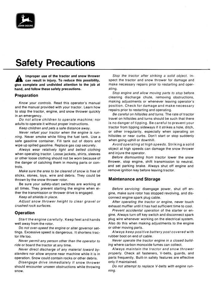 OMM45900 John Deere 37A Snowthrower Operation & Maintenance Guide