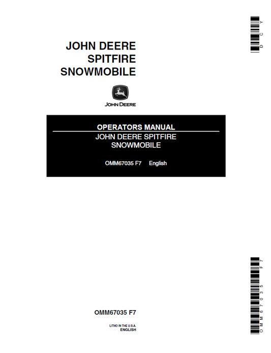 OMM67035 John Deere Spitfire Snowmobile Operator Manual
