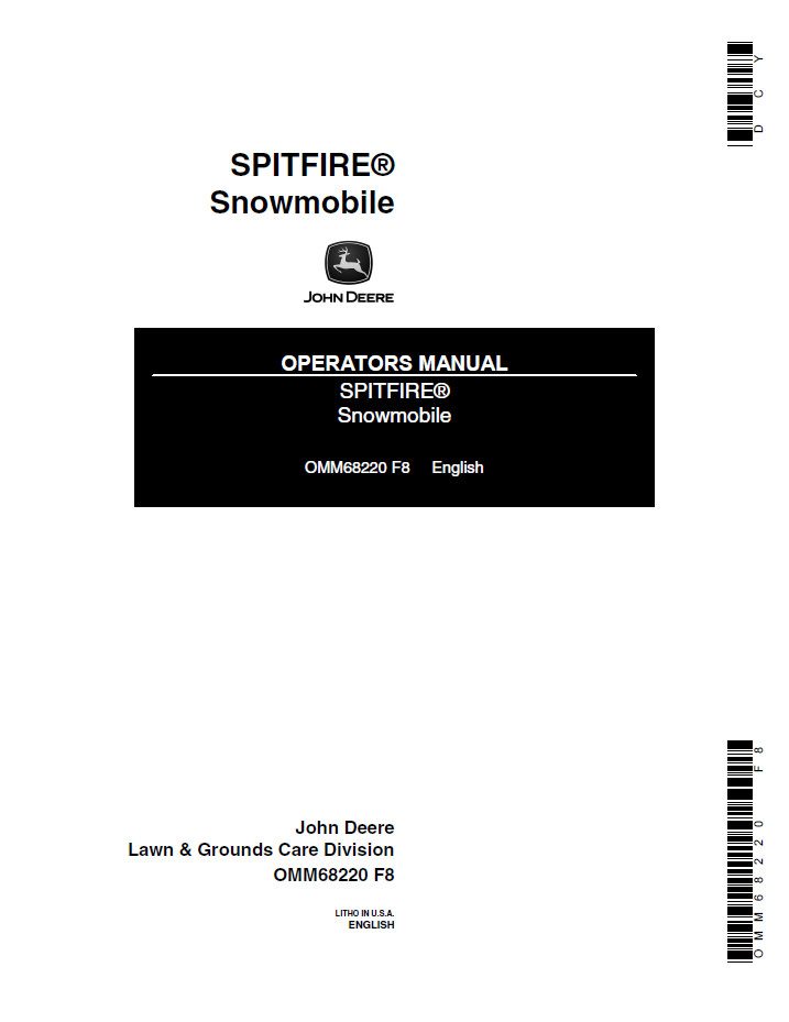 OMM68220 John Deere Spitfire Snowmobile Operator Manual
