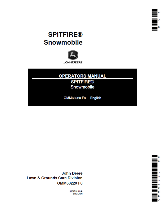 OMM68220 John Deere Spitfire Snowmobile Operator Manual