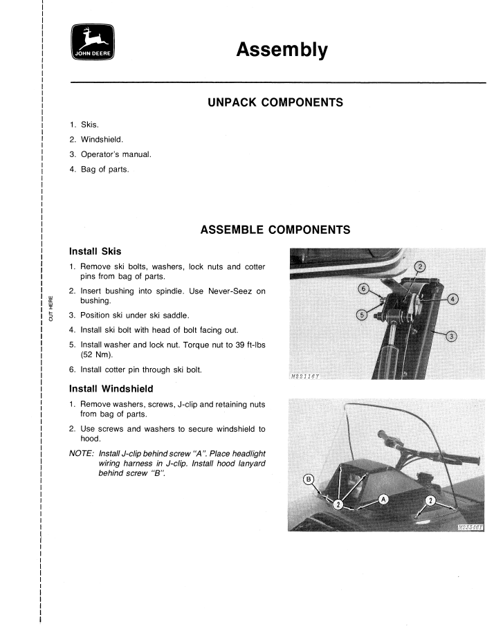 OMM68220 Operator Manual for John Deere Spitfire Snowmobile
