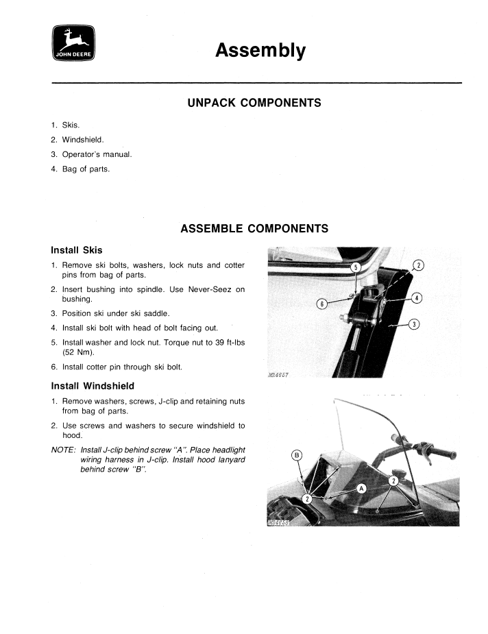 OMM69088 Operator Manual for John Deere Spitfire Snowmobile Serial 190001+