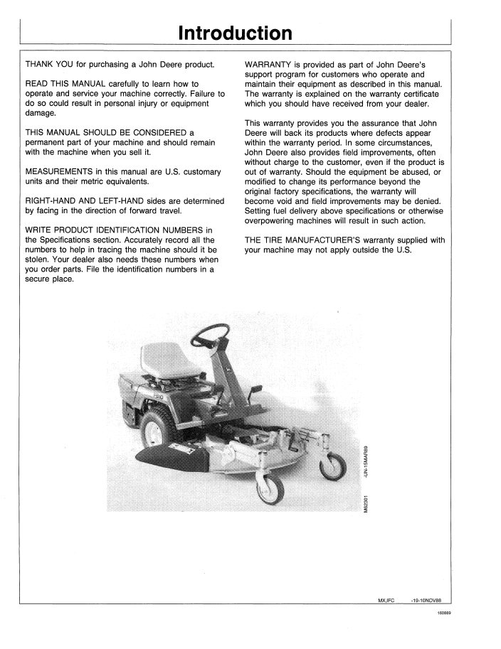 OMM95233 John Deere F510 F525 Front Mower Operation & Maintenance Guide