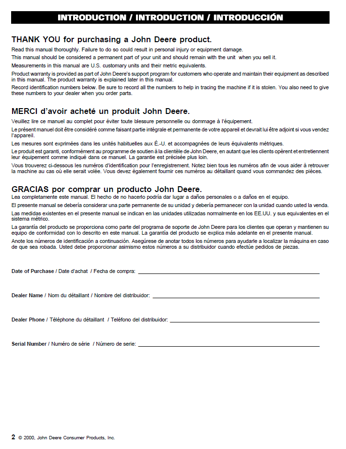 OMPS02245 John Deere Electric Generator Operation & Maintenance Manual