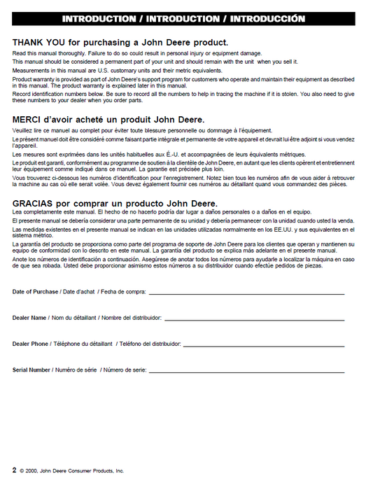 OMPS02245 John Deere Electric Generator Operation & Maintenance Manual