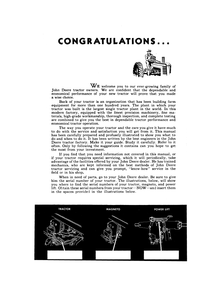 OMR2000 John Deere A Series Farm Tractor Owner’s Manual