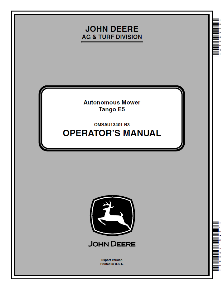 OMSAU13401 John Deere Tango E5 Autonomous Mower Operator Manual