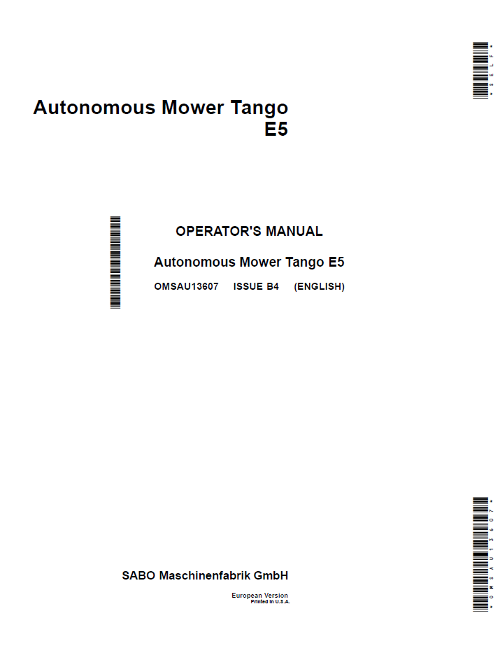 OMSAU13607 John Deere Tango E5 Autonomous Mower Operator Manual