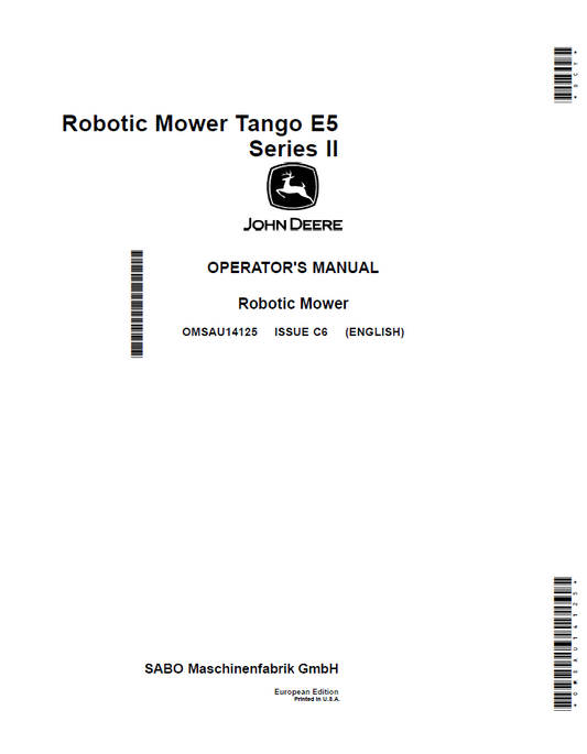 OMSAU14125 John Deere Tango E5 Series II Robotic Mower Manual