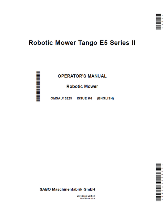 OMSAU15223 John Deere Tango E5 Series II Robotic Mower Operator Manual