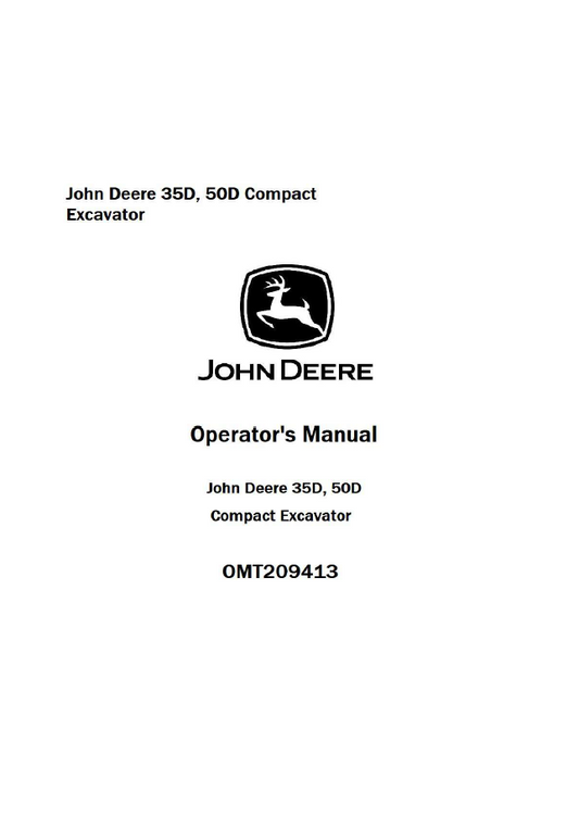 OMT209413 John Deere 35D & 50D Compact Excavator Operator Manual PDF