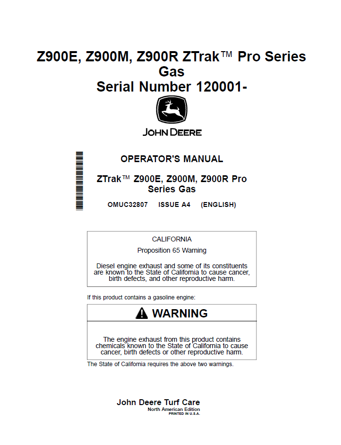 OMTCU24344 John Deere Blower & Rear Bagger 2–3 Bag Operator Manual