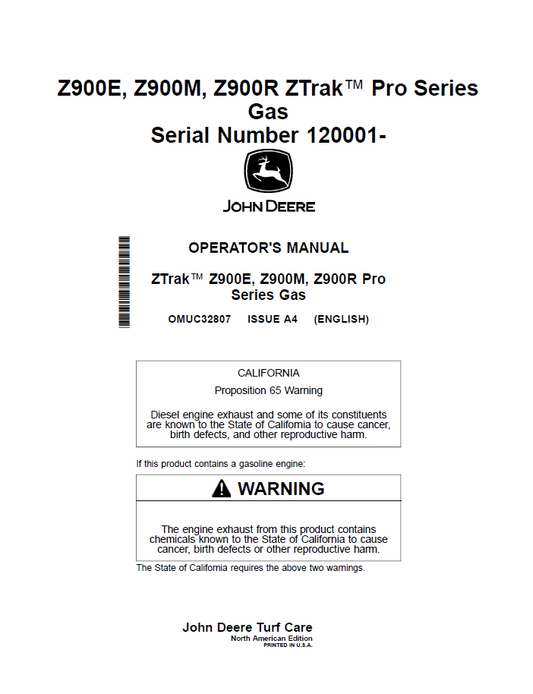 OMTCU24344 John Deere Blower & Rear Bagger 2–3 Bag Operator Manual