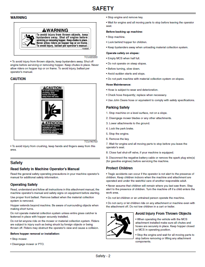 OMTCU25046 J9 Blower & Rear Hopper Operator Manual Guide