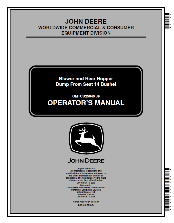 OMTCU25046 John Deere 14 Bushel Blower & Rear Hopper Manual