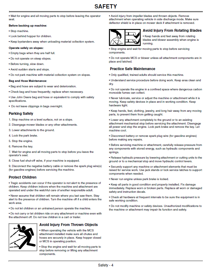 OMTCU29191 Operator Manual for John Deere 2 & 3 Bag Material Collection System