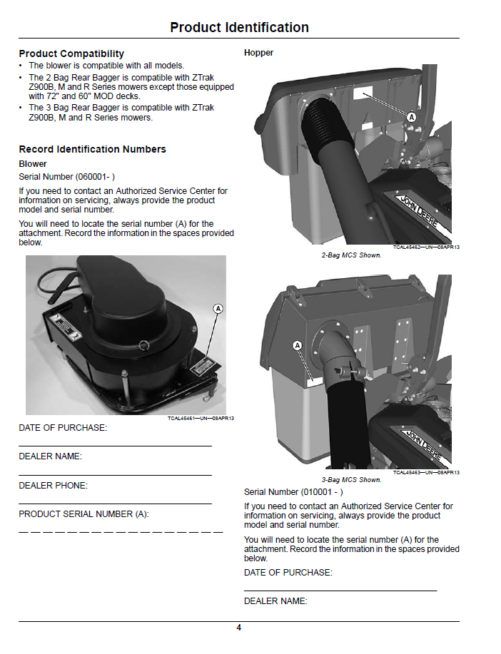 OMTCU33004 Operator Manual for John Deere Blower and Rear Bagger System