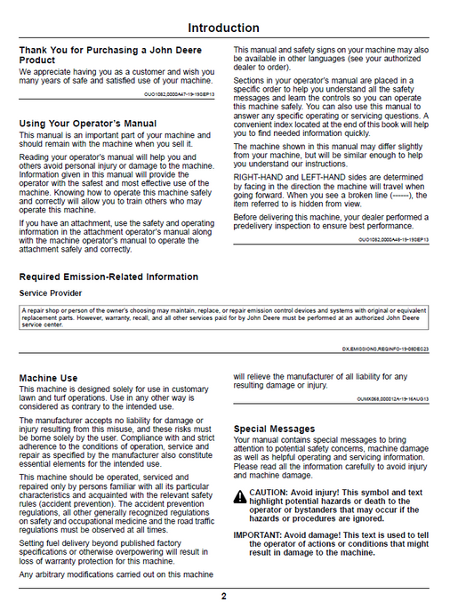 OMTCU40077 John Deere ZTrak Z997R Diesel Operator Manual