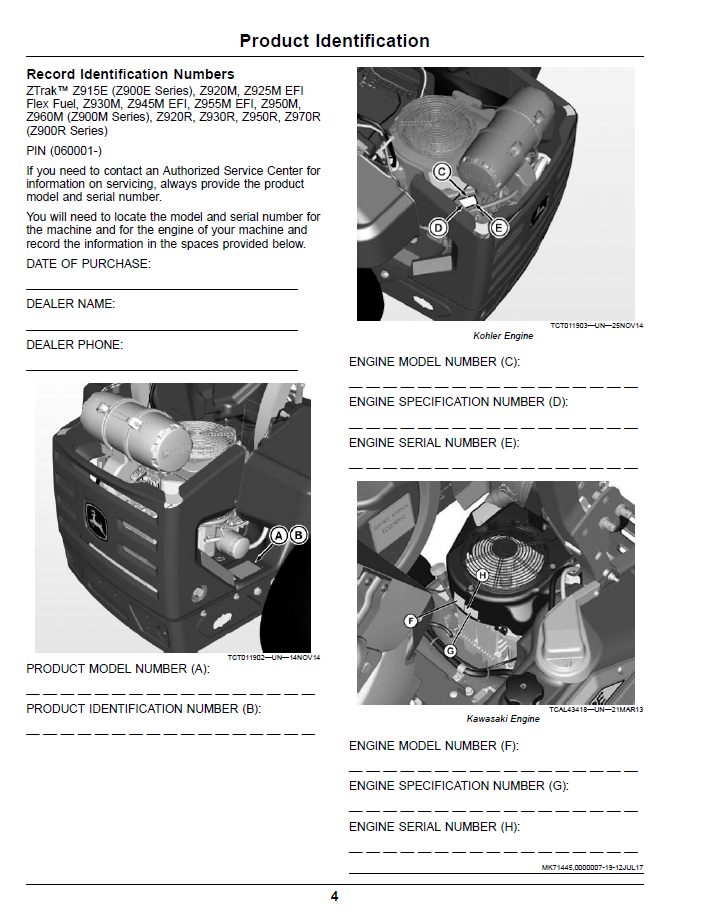 OMUC10539 John Deere ZTrak™ Pro Series Gas Operator Handbook