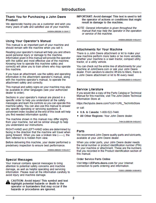 OMUC10539 Operator Manual for John Deere Z900 Series ZTrak Pro Gas Mowers