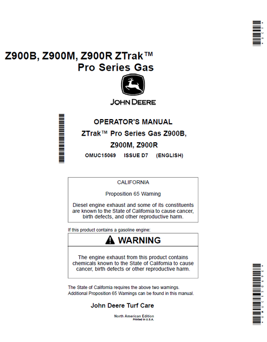 OMUC15069 John Deere Z900 ZTrak Pro Series Operator Manual Download