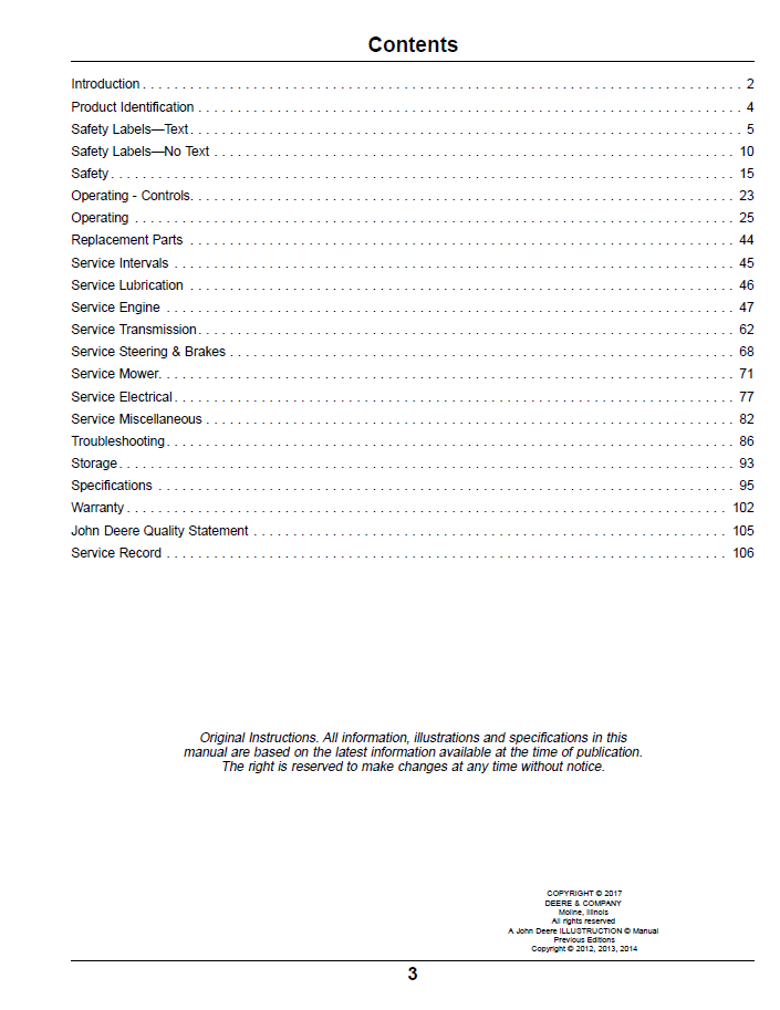 OMUC15069 Z900 Series ZTrak Pro Gas Mower Operator Manual John Deere
