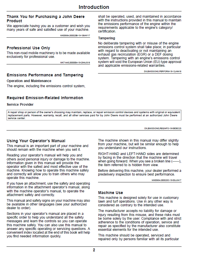 OMUC16697 John Deere ZTRAK Z997R Diesel Operator Manual Download