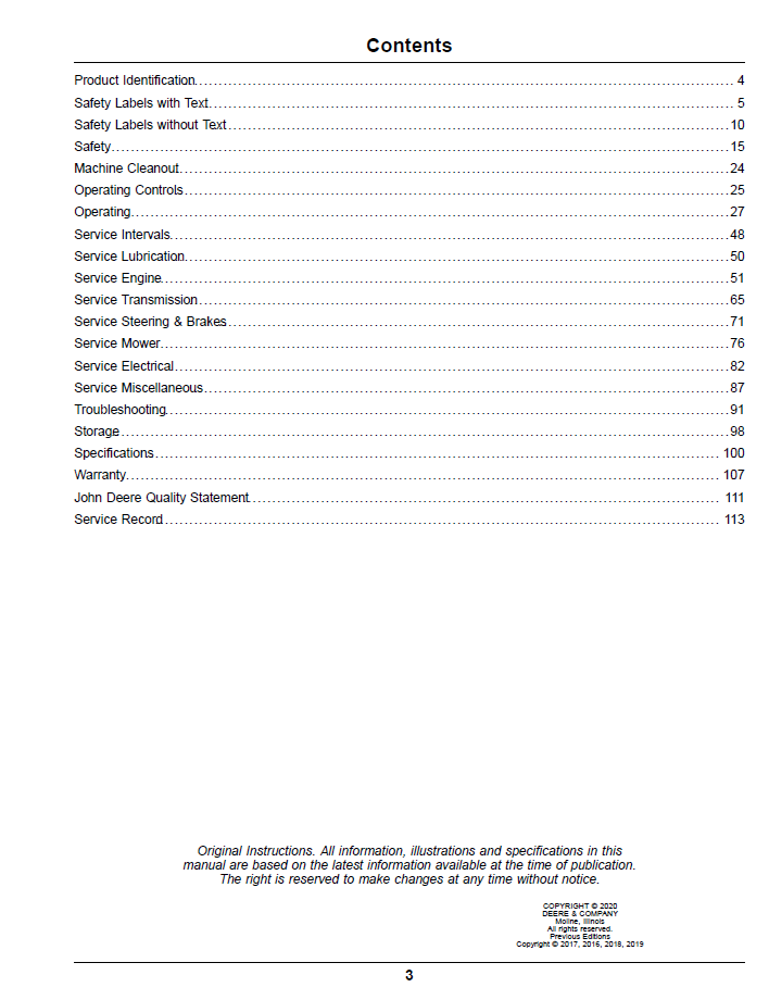 OMUC18439E Z900E Z900M Z900R John Deere ZTrak Pro Series Manual PDF