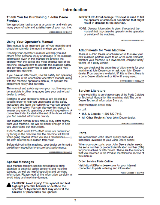OMUC22307E John Deere Z900E, Z900M & Z900R ZTrak Pro Mower Manual