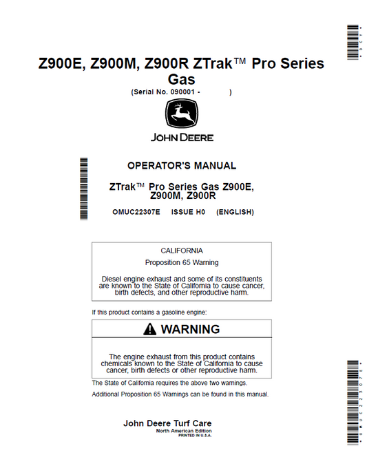 OMUC22307E John Deere Z900E/Z900M/Z900R ZTrak Pro Operator Manual
