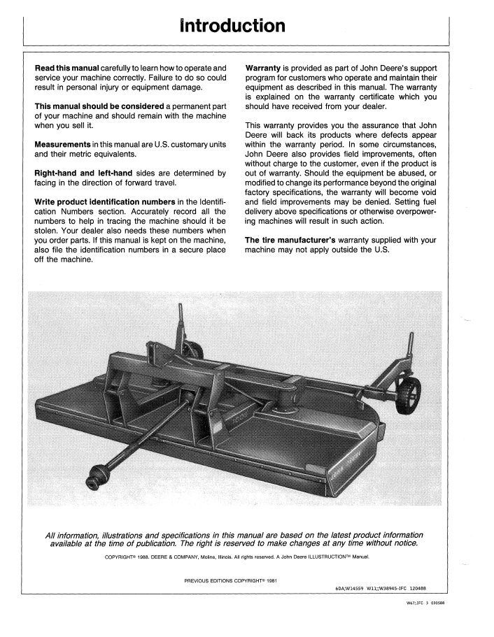 OMW38945: John Deere 1008 Rotary Cutter User Guide