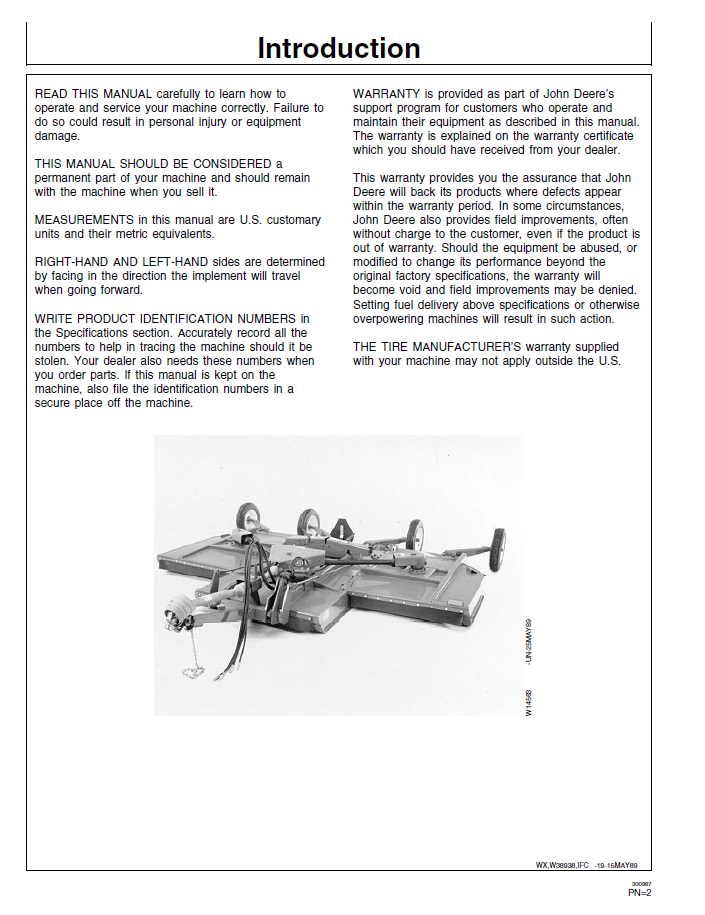 OMW38950: John Deere 1508 Rotary Cutter User Guide