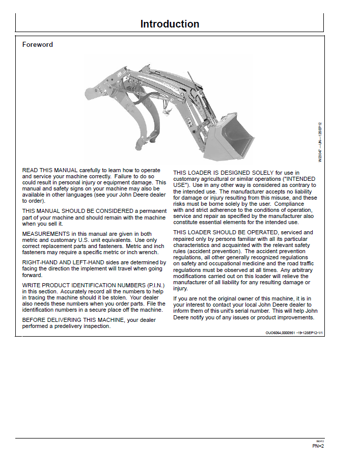 OMW56050: John Deere 300CX Front Loader User Guide