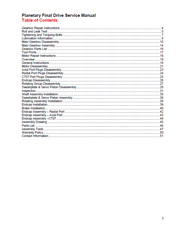 Oerlikon Fairfield Torque-Hub Planetary CT05 CT07 Repair & Service Manual PDF
