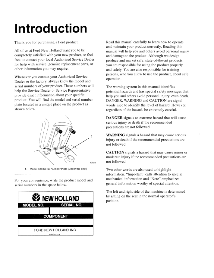 Official 42643510 PDF: New Holland Ford LS35 14H Yard Tractor Manual