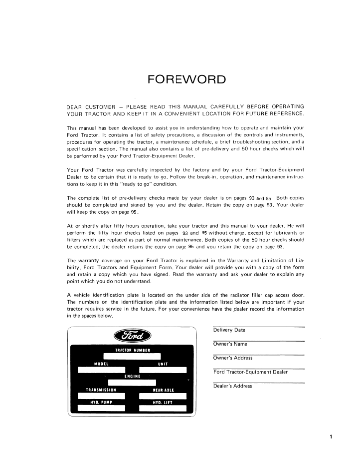 Official 42670020 PDF: New Holland Ford 6700 7700 Tractor Manual