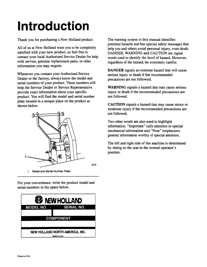 Official 42680070 PDF: New Holland 36" Tiller LS Yard Tractor Manual