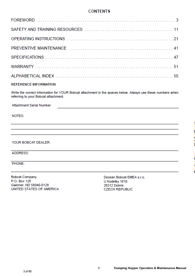 Official 4900023 Bobcat Dumping Hopper Operator & Safety Guide PDF