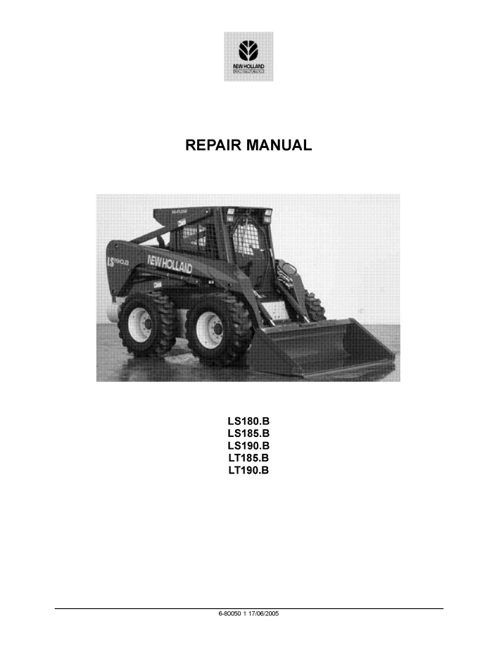 Official 6-80050NA Repair Manual for New Holland LS & LT Skid Steer Loaders